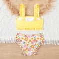 thumbnail image 5 of Fesfesfes Girls Summer Swimsuits Casual Cute Floral Print Double Ruffle Sling Swimwear Beach Swimsuits Split Two-Piece Bikini Sets, 5 of 7