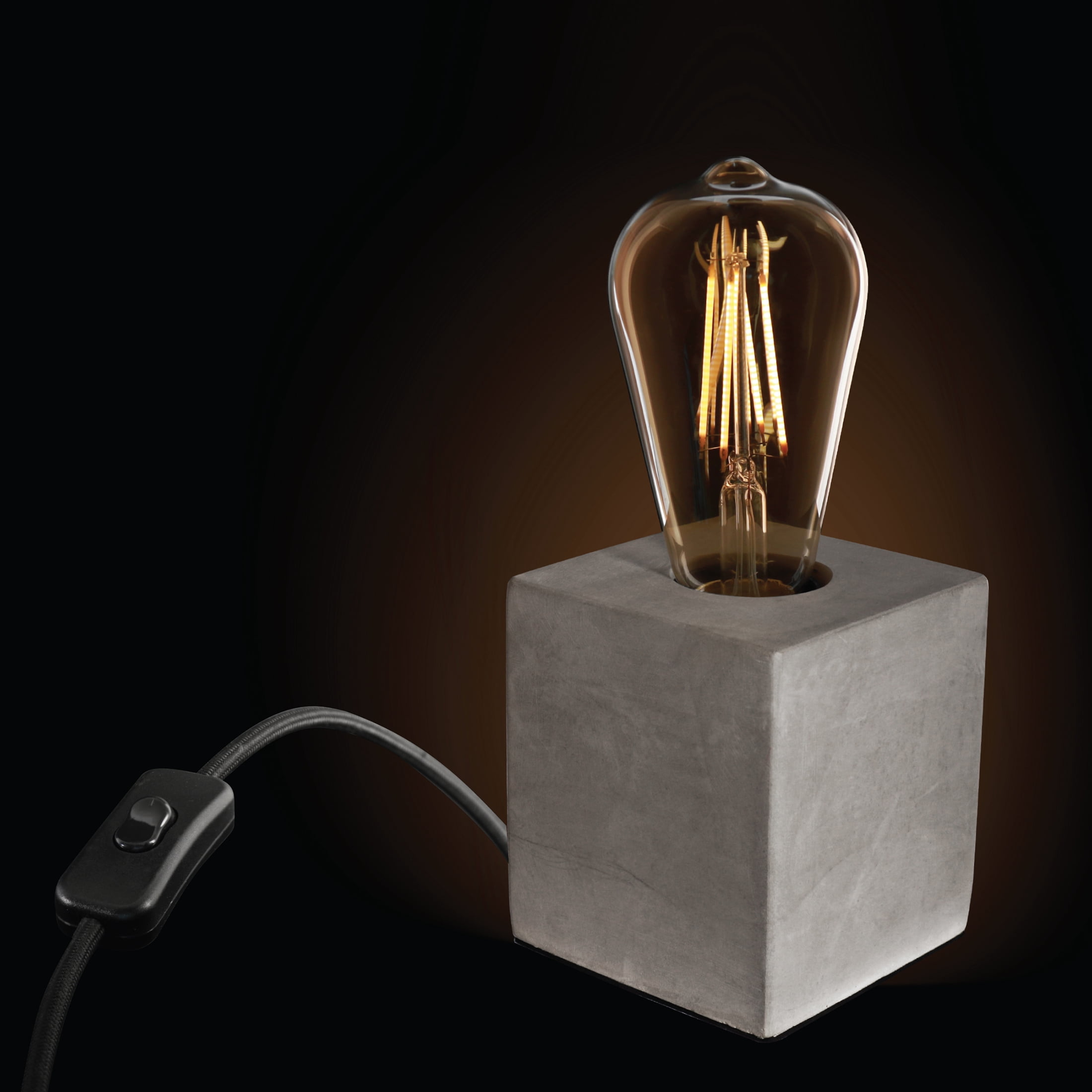 Feit Electric 3.5" inch Industrial Cube Cement Matte Gray Table Lamp Base - No Bulb Included