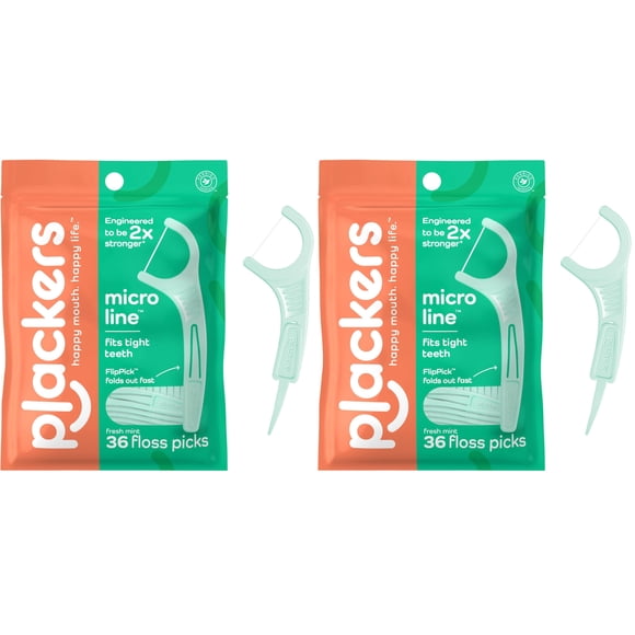 Hilo dental en palillos Plackers Micro Line sabor menta, 72 unidades