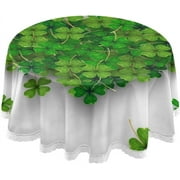 SKYSONIC Luck Clover Shamrock Round Tablecloth Leaf Spring Patrick's Day Washable Polyester Table Cloth Home Restaurat Decorative Table Cover for Wedding Party Dining 60in