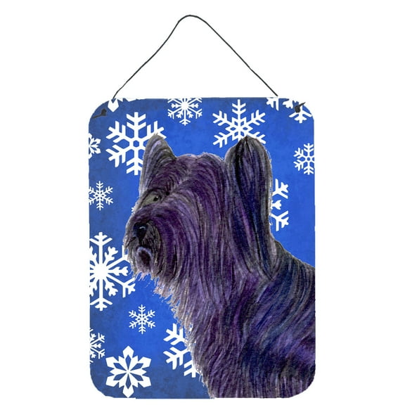 Skye Terrier Winter Snowflakes Holiday Wall or Door Hanging Prints