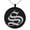 Black, variant on Stainless Steel Letter S Initial Old English Monogram Engraved Small Medallion Circle Charm Pendant Necklace