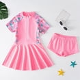 thumbnail image 2 of TOWED22 Toddler Girl Swimsuit One Piece Rash Guard Bathing Suit Little Girls Short Sleeve Quick Dry Swimwear 1-7 Years Pink,9-10 Y, 2 of 6