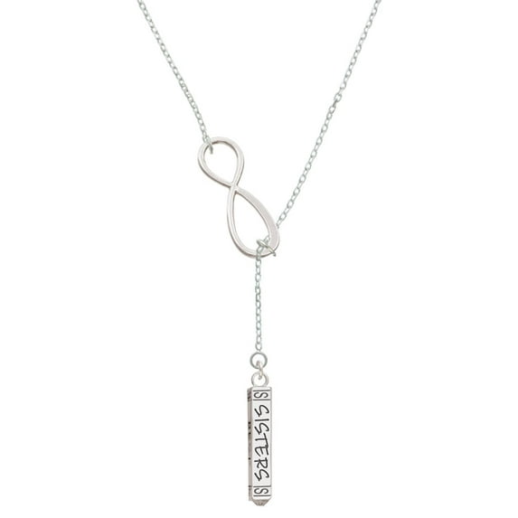 Delight Jewelry Sisters Best Friends Forever Bar Silver tone Elegant Infinity Lariat Necklace