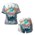 thumbnail image 5 of Picia Travel Around The World Pajamas Sets for Women Soft Short-Sleeved Pjs with Lounge Shorts Two Piece Sleepwear-Small, 5 of 9
