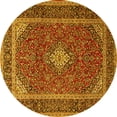 thumbnail image 1 of Ahgly Company Machine Washable Indoor Round Medallion Yellow Traditional Area Rugs, 4' Round, 1 of 4