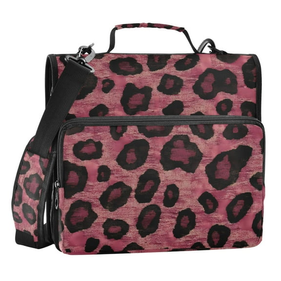 ALAZA Zipper Binder Leopard Red 3 Ring Trapper Keeper File Folder Organizer Bag