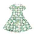 thumbnail image 3 of yuCgh Girls Easter Party Dress, Short Sleeve Summer Dress with Pocket & Floral Print, Lightweight Casual Easter Dress for Children,Light Green 130, 3 of 5