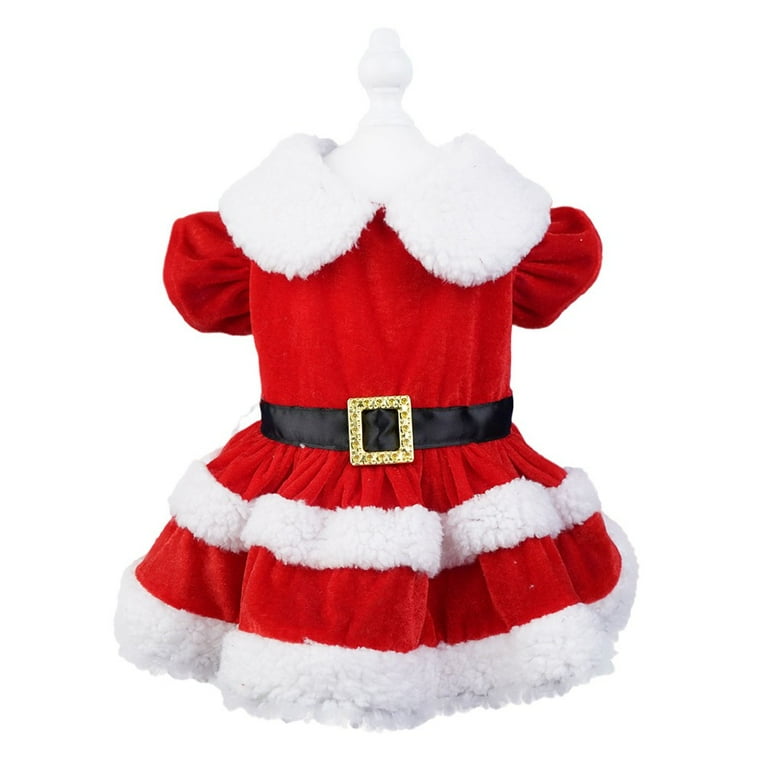 Red Dog Christmas Dress for Small Dogs, Santa Costume Outfit - Walmart.com