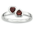 thumbnail image 1 of Sterling Silver Stackable Expressions Garnet Double Heart Ring Size 10, 1 of 3