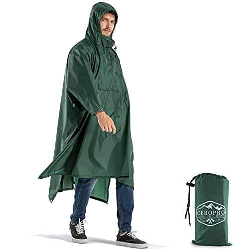 Backpacking Rain Jacket Reusable Raincoat for Women and Men Army Poncho Emergency ponchos Packable Travel Military Poncho Survival poncho Ripstop with Sealed Seems Rain Poncho for Adults 