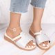thumbnail image 2 of Bmisegm Ladies Summer Simple Dark Print Fish Mouth Slope Heel Large Size Sandal Slippers Sandals Women Summer White 7.5, 2 of 9