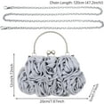thumbnail image 6 of Women Flower Clutch Purse Rose Satin Evening Handbag Small Purse with Detachable Chain Strap for Wedding Party, 6 of 7