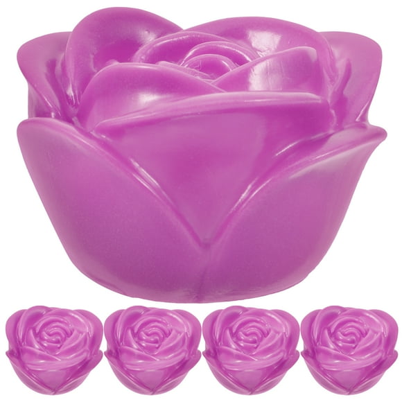 5 luces LED de noche con forma de rosa simulada, lámpara electrónica romántica de plástico con diseño floral (morado/7 colores)