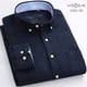 thumbnail image 3 of Camisa de manga larga de tejido Oxford grueso azul para hombres jóvenes y de mediana edad, informal, de negocios, holgada, sin planchado, para exteriores, 3 of 5