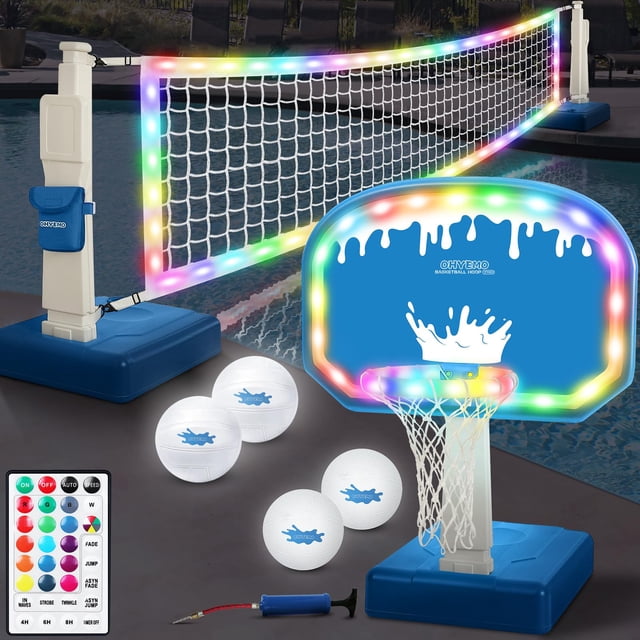Set de juego de voleibol y baloncesto para piscina OHYEMO con luces LED