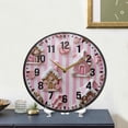 thumbnail image 4 of Yayeee Wall Clock Battery Operated 11.9" Silent Quartz Non-Ticking for Living Room Decor, Pink Gingerbread Houses, 4 of 8