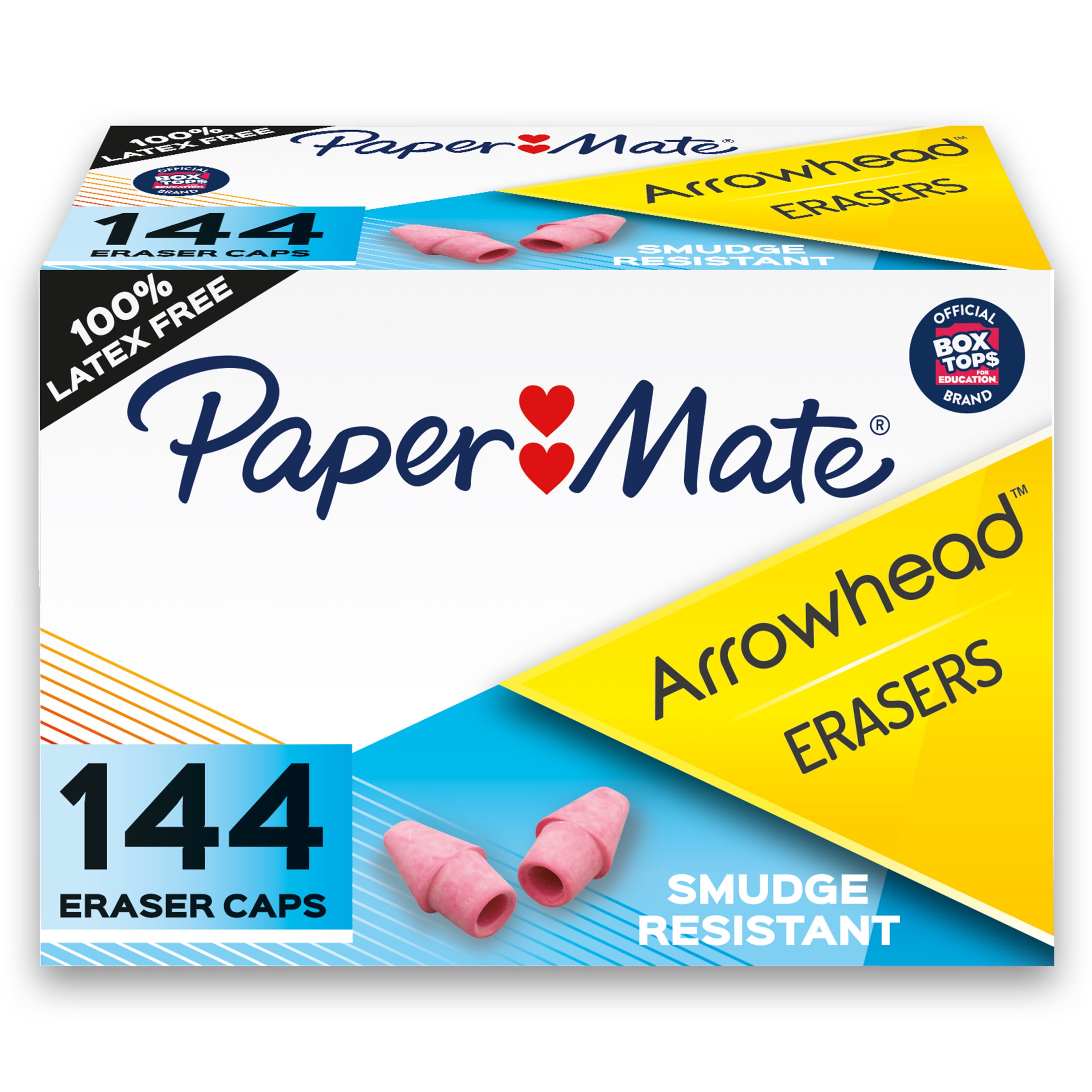 Paper Mate Arrowhead Pink Pearl Cap Erasers 144 Count Renewed 