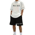 thumbnail image 1 of SHIXIAOO Costumes pour Hommes Tenues Décontractées pour Usage Quotidien Ensemble T-Shirt Col Rond Élégant avec Design Imprimé pour Mode de Rue en Été Kan Sui Ensemble Veste et Pantalon Slim Fit 3 Pcs, 1 of 4