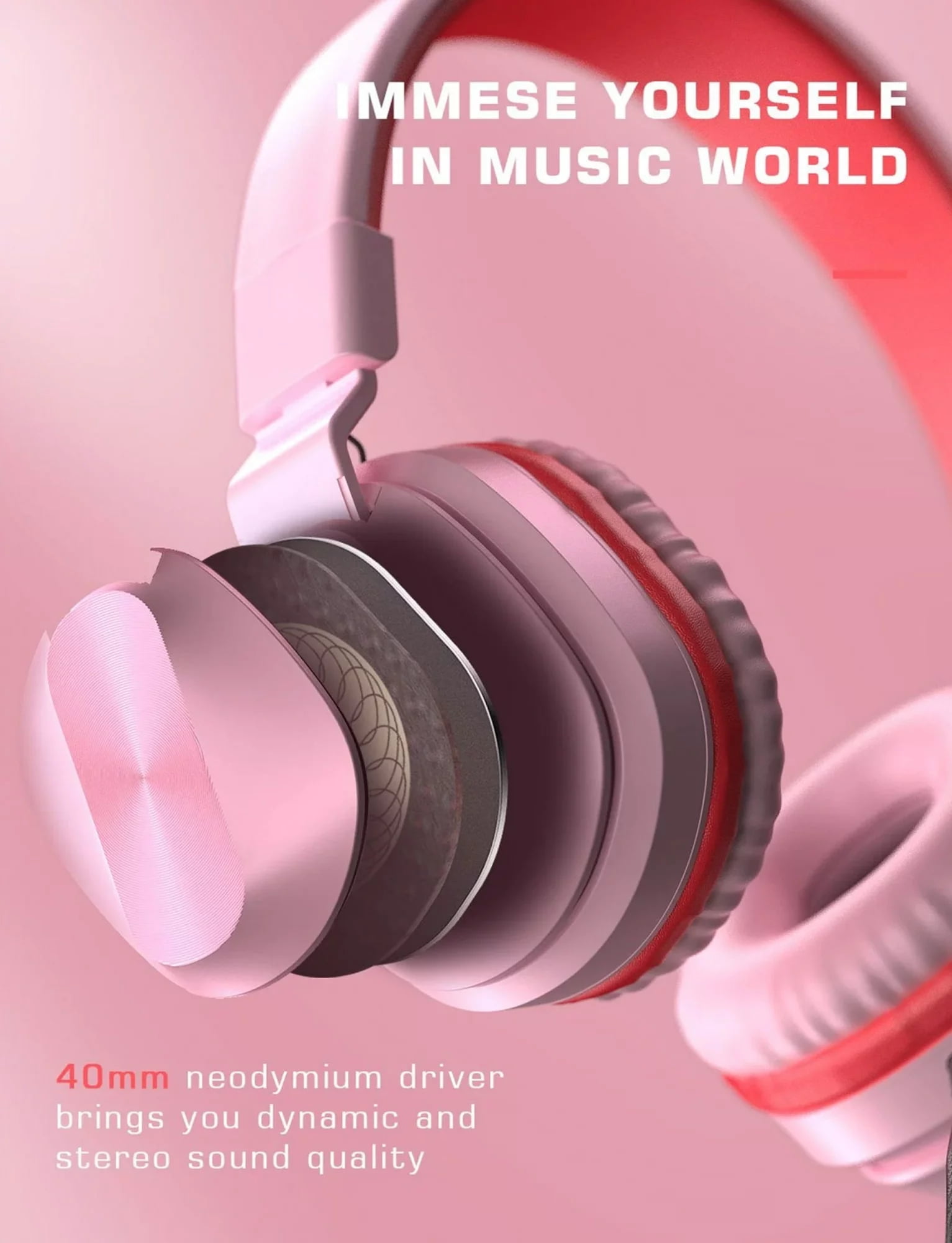 2Pack Kids Headphones with Microphone for School Classroom Bulk Set, Volume Limiter 85/94dB, Wired Girls Headphones with Foldable Design for Online Learning/Travel/