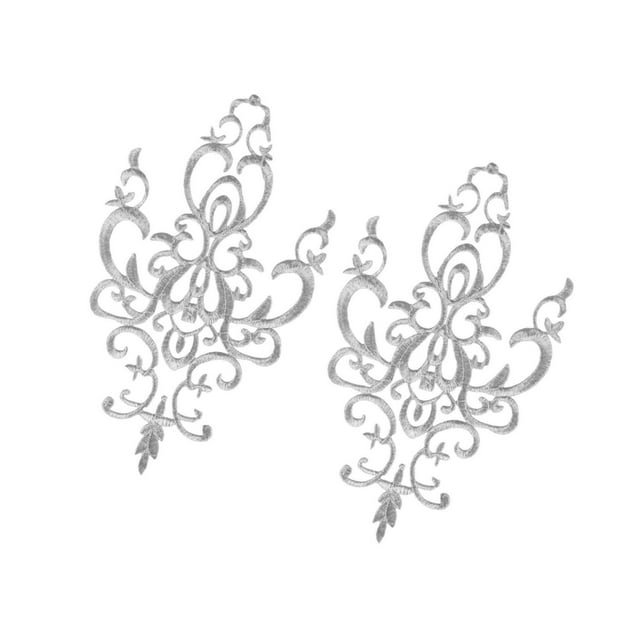 Embroidered Applique Sew On Flower Embroidery Patch for Cosplay Patch Jeans Clothes Costumes Silver