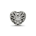 thumbnail image 3 of Reflection Beads Sterling Silver Antiqued White CZ Filigree 3D Heart Charm, 3 of 5