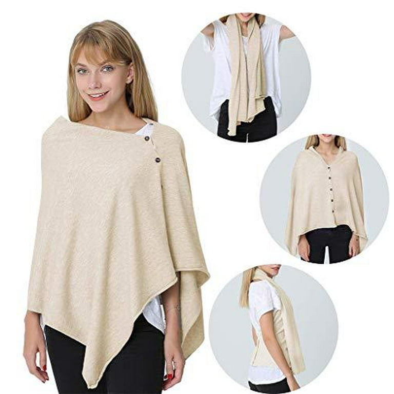 StylesILove Multi-Use Knit Nursing Shawl Poncho Adjustable Buttons for  Breastfeeding Protection Nursing Cover Multi-Way Scarf