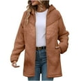 thumbnail image 2 of Trushirts Womens Khaki Mid-Length Hooded Sherpa Winter Coat - Quilted Panels, Full-Zip, Side Pockets, Relaxed Fit for Fall/Winter,Size XL, 2 of 9