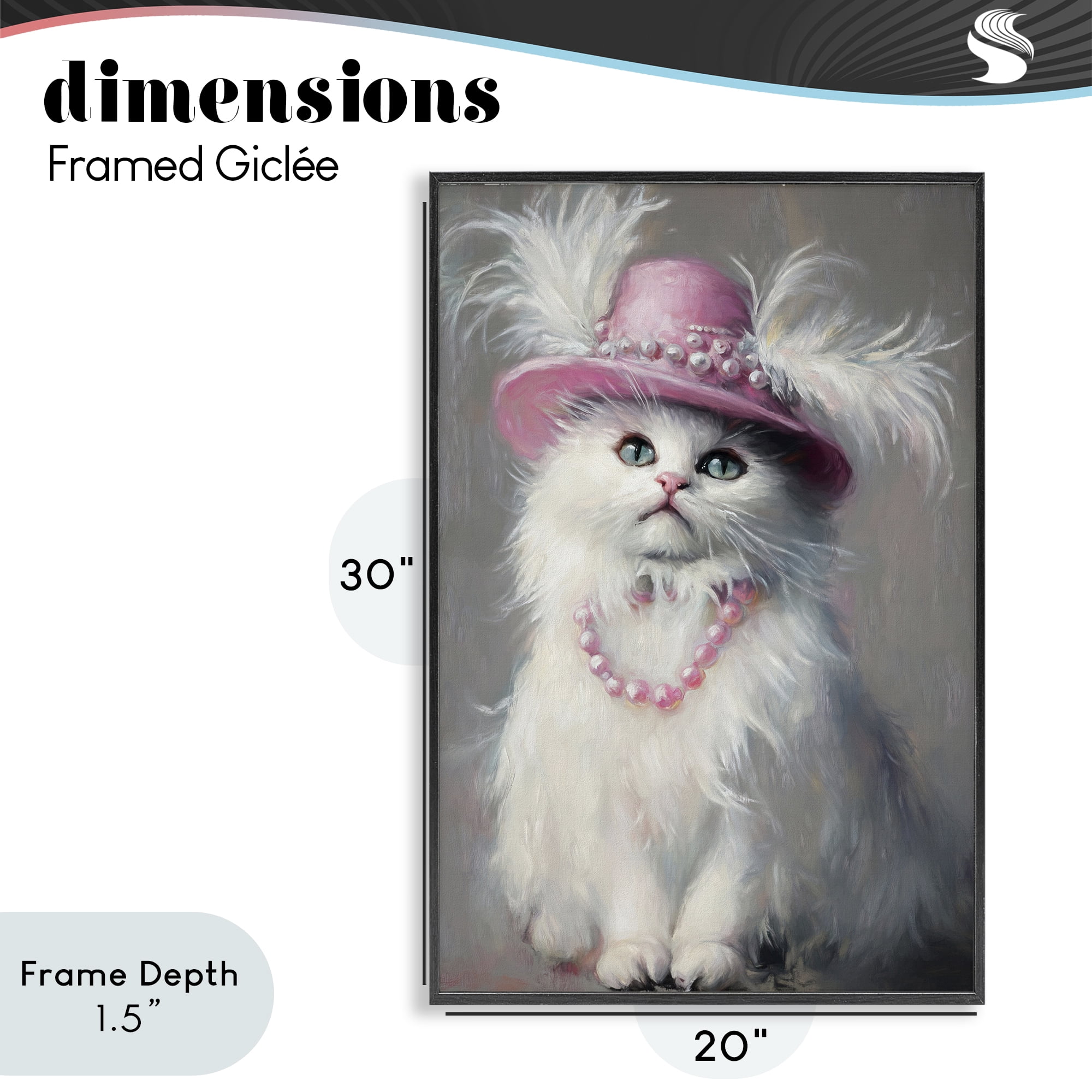 Stupell Industries Beautiful Brigitte Cat Black Framed Giclee Art, design by Tina LeCour