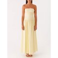 thumbnail image 2 of Yellow Strapless Ruched Drop Waist Maxi Dress Flowy A-Line Womens Evening Gown, 2 of 7