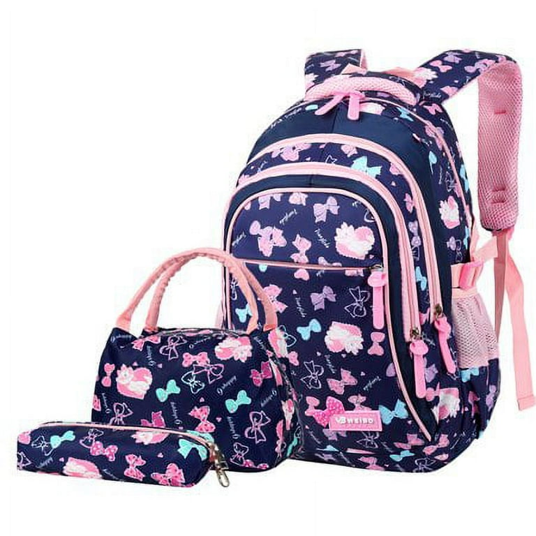 Asge 3 in 1 Backpack for Girls Adorable School Book Bag Set Large Capacity Travel Backpack