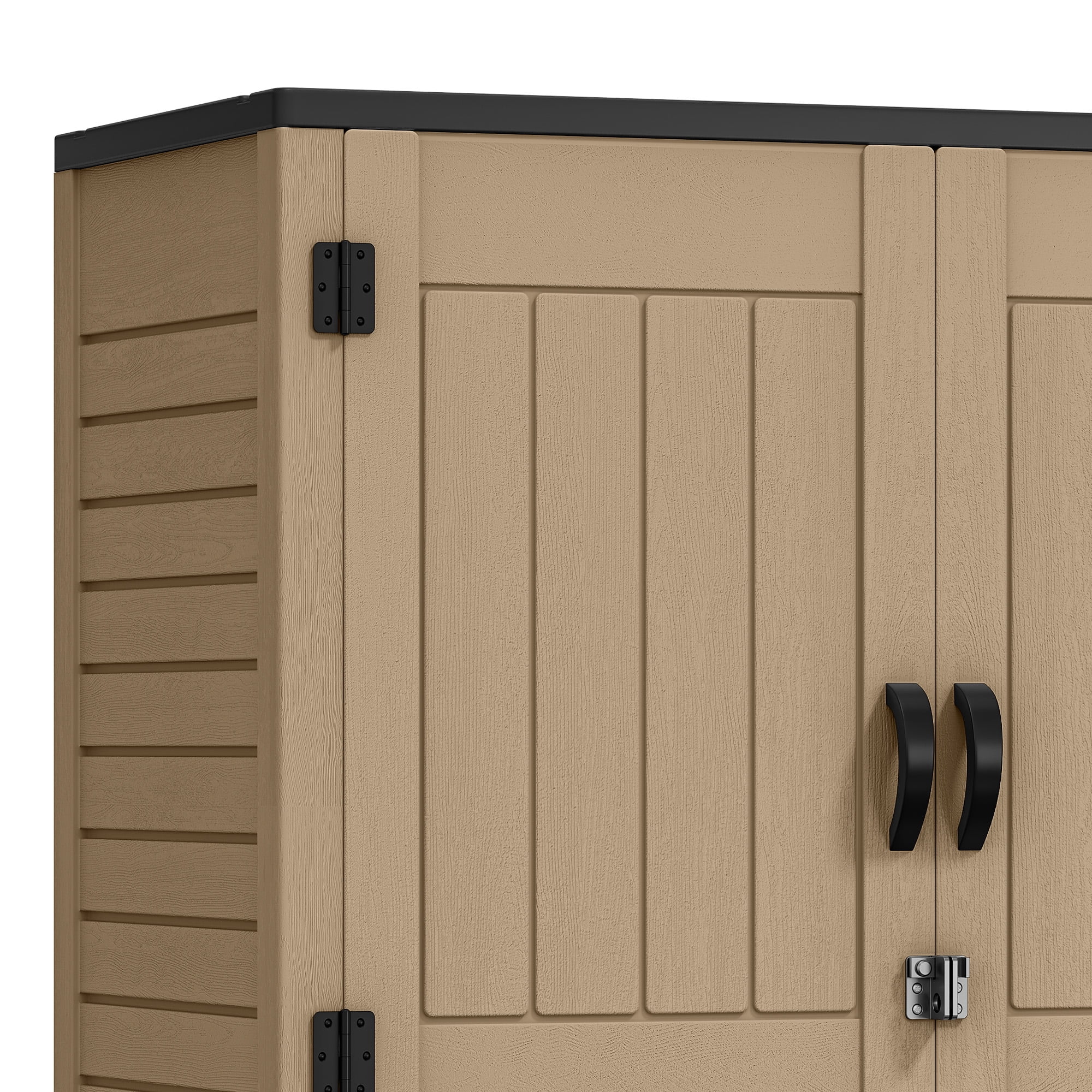 Uforic Outdoor Storage Shed, 59 Cu Ft Tool Shed Ideal for Garden, Garage & Patio, Lockable Door, Brown