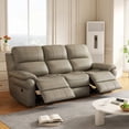 thumbnail image 3 of Modern Fabric Power Reclining Sofa 220cm with Drop Down Table and USB Charger - Khaki, 3 of 9