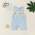 thumbnail image 2 of Black Jumpsuit Kids Newborn Baby Boys Sleeveless Seersucker Romper One Piece Straps Overalls Striped Jumpsuit Summer Smocked Clothes, 2 of 7
