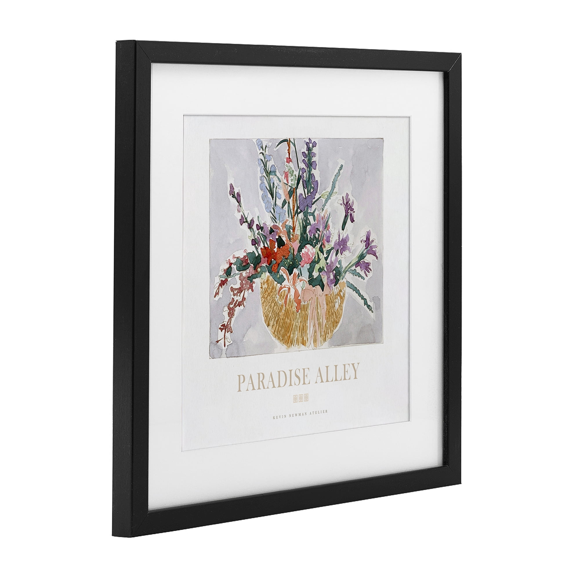 Stupell Industries Paradise Alley Basket of Flowers Black Framed Print Under Glass, design by Jadei Graphics