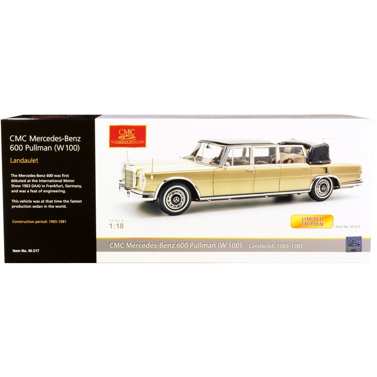 1965-1981 Mercedes Benz 600 Pullman Landaulet Limousine Convertible  w/Functional Softtop Gold Ltd Ed 1/18 Diecast Model Car CMC