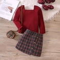 thumbnail image 6 of adviicd Outfits for Kids Toddler Girl Clothes Fall Winter Outfits Little Girl 2Pcs Long Sleeve Sweater Shirts Skirts Set (Red,4-5 Years), 6 of 9