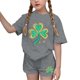 thumbnail image 1 of Vestido de manga corta Estilo Niños Día de San Patricio impreso cuello redondo blusa y pantalones Set de dos piezas Blusa de manga corta, 1 of 6