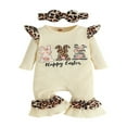 thumbnail image 1 of OUSITAID Infant Baby Girl Easter Clothes My 1st Easter Long Sleeves Ruffle  Neck Ruffle Romper Bow Headband, 1 of 9