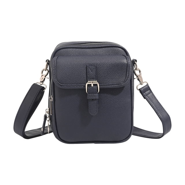 Mini bandolera de cuero bandolera para hombre y mujer | Estilo Vintage | Doble compartimento | Gran capacidad | 10 ranuras para tarjetas | Correa ajustable | Cremallera antirrobo | Bolso bandolera