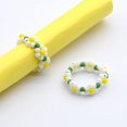 thumbnail image 4 of Juego de 5 anillos elásticos con cuentas de colores y flores de margarita, cuentas de semillas hechas a mano, multicolor, elástico ajustable, múltiple para mujeres y niñas de verano, 4 of 5