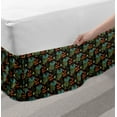 thumbnail image 2 of Autumn Bed Skirt, Vibrant Tones Scandinavian Pattern Leaves Artwork Print Illustration, Elastic Bedskirt Dust Ruffle Wrap Around for Bedding Decor, 4 Sizes, Burnt Sienna and Teal, by Ambesonne, 2 of 2