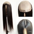 thumbnail image 2 of Human Hair Topper, 15×16 CM Simulated Scalp Silk Base with PU Around Straight Hair Topper 10-24 Inch Long European Virgin Hair Pieces for Women, 2 of 6