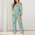 thumbnail image 2 of Lsque Cute Dogs Corgi Pattern Long Sleeve Pajama Set for Women - Soft 2-Piece Sleepwear and Loungewear Set with Pockets, Comfy Nightwear-, 2 of 7