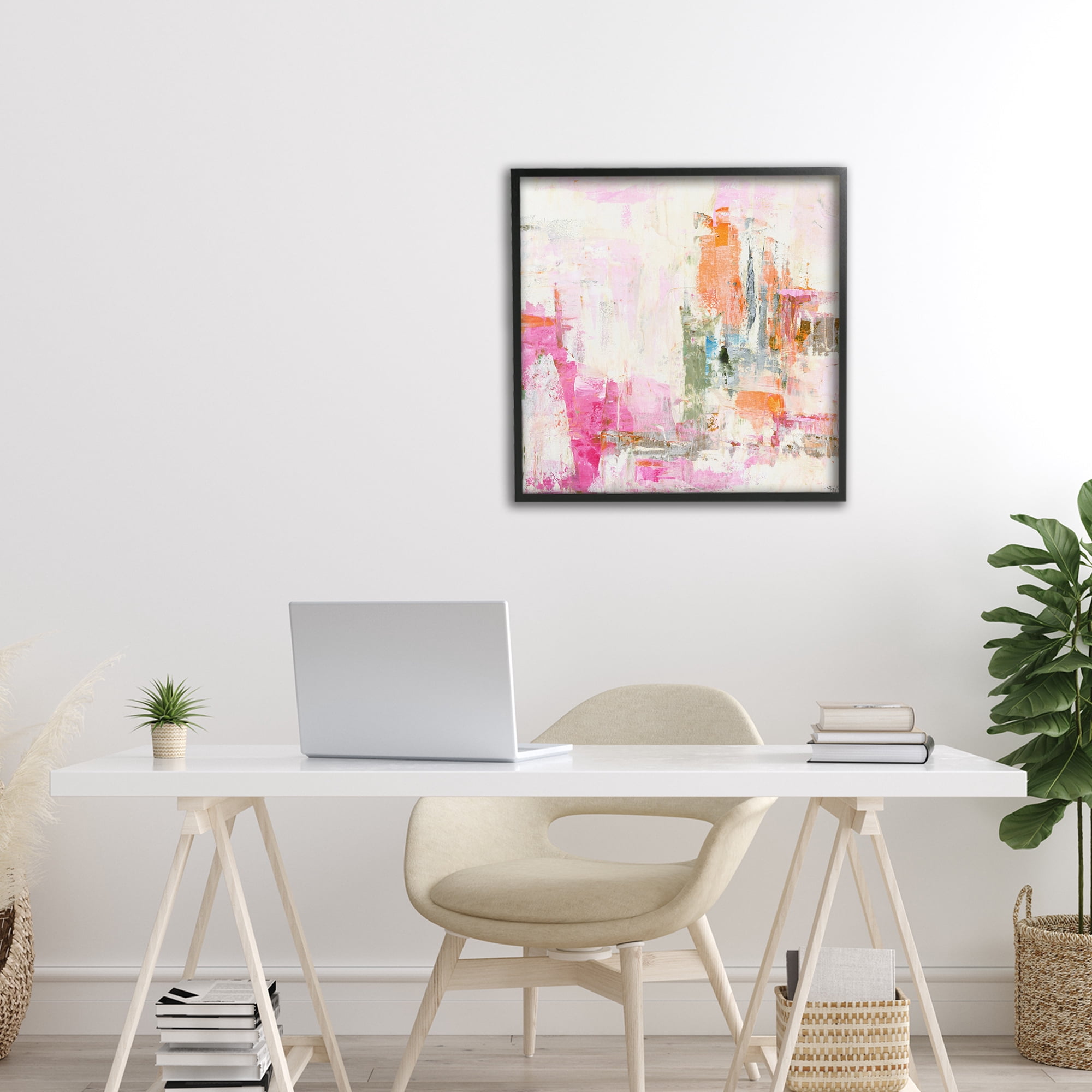 Stupell Industries New Age Pink Abstract Black Framed Giclee Art, design by Design Fabrikken