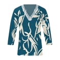 thumbnail image 4 of HKEJIAOI Hauts à Manches 3/4 pour Femmes Imprimé Floral Col Rond XXL Été, 4 of 5