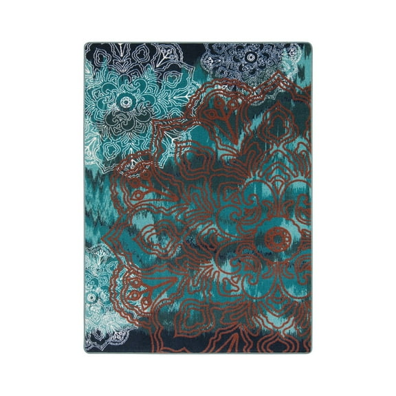 Romani 5'4" x 7'8" Area Rug In Color Riviera-Color:navy and teal,Material:Nylon