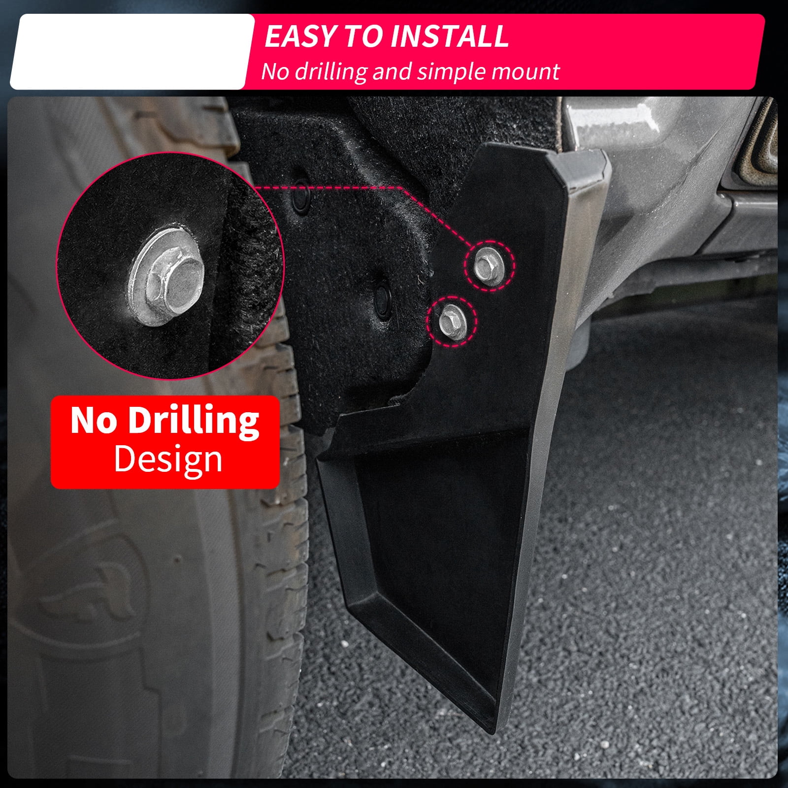 Mud Flaps for 2024 2025 Toyota Tacoma Without Fender Flare Mud Guards Front & Rear No Drilling 4PCS Splash Guards Fender Flares