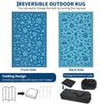 thumbnail image 6 of 5x8 Navy&Turquoise Outdoor Rug Waterproof Reversible, Floral Plastic Straw Patio Rug, Foldable Outdoor Area Rug for RV Camping, Picnic, Beach, Balcony, Deck & Garden 5x8 Navy&Turquoise, 6 of 9