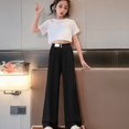 thumbnail image 2 of RUTAYY Toddler Teen Children Pants Solid Color For Girls Casual High Elastic Waisted Drawstring Loose Fit Sweatpants Streetwear Trouser Stylish Pants, 2 of 8